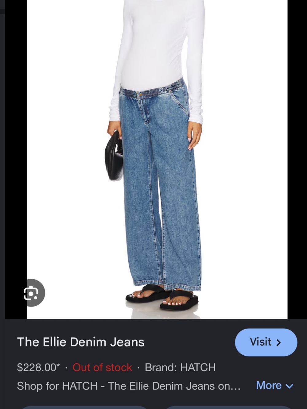 HATCH Ellie Wide-Leg Denim Jeans - Light Blue